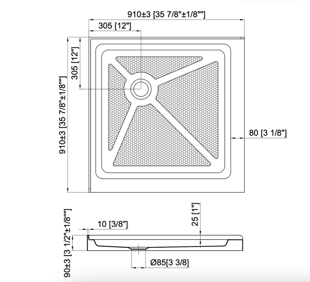 DOUCHE CARRÉ - MESSI 36 x 36" NOIR - Image 6