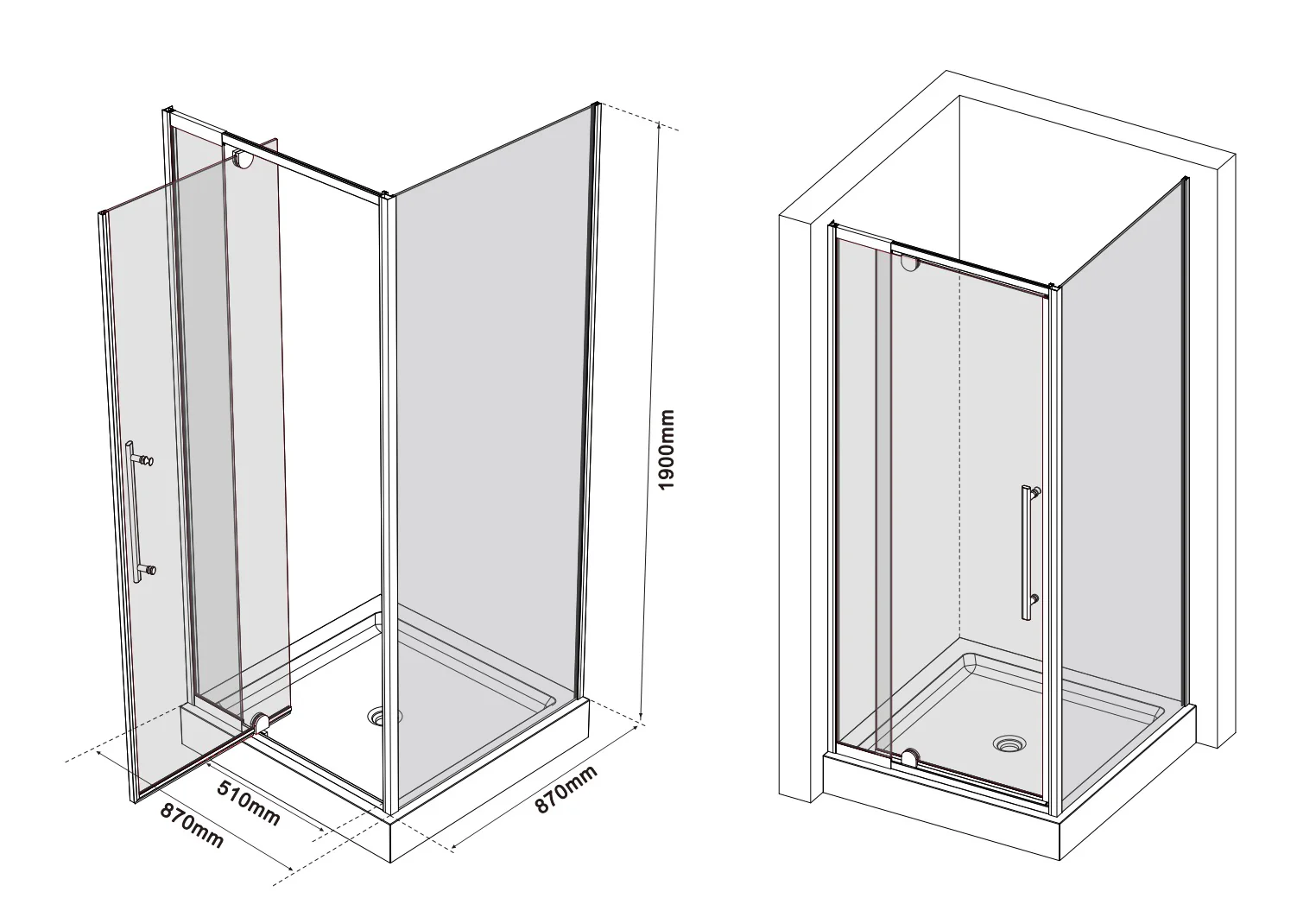 DOUCHE CARRÉ - MESSI 36 x 36" NOIR - Image 7