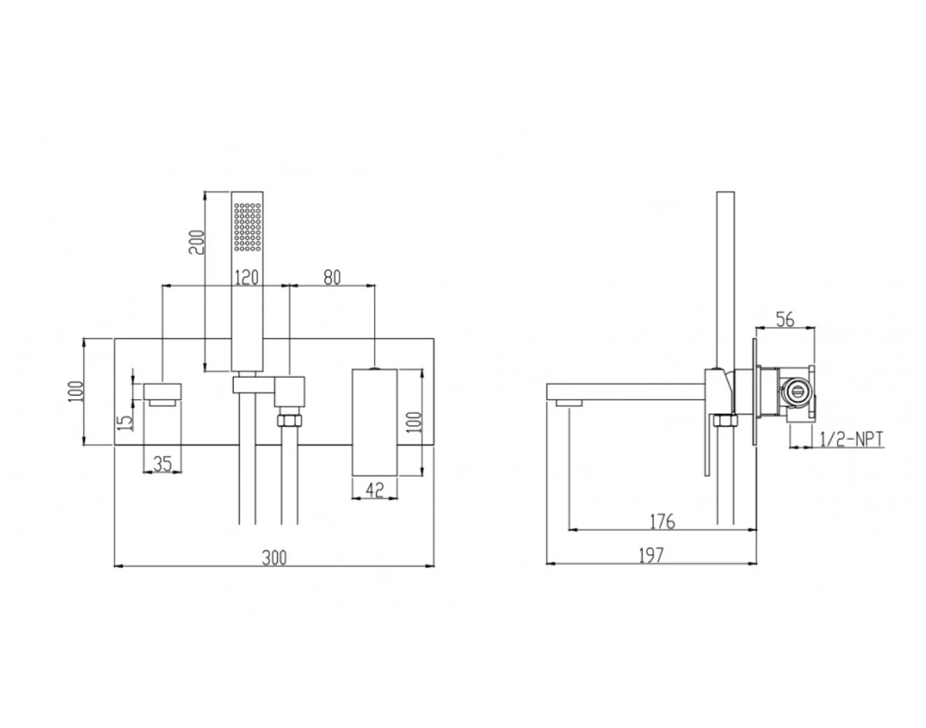 ROBINET MURAL BAIGNOIRE - 200CH CHROME - Image 3